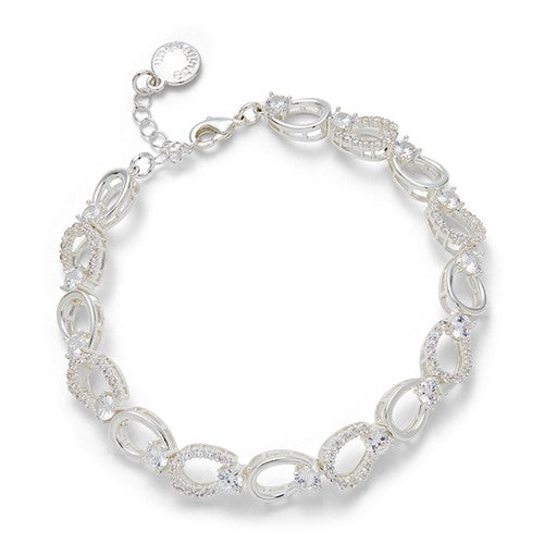 Equilibrium Silver Plated Bracelet - Bling Ornate Sparkle