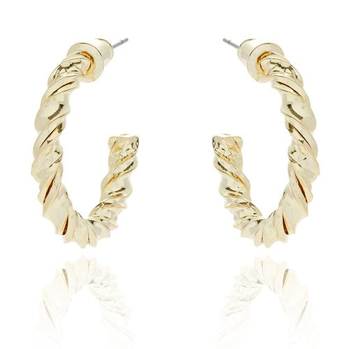 Equilibrium Gold Plated Earrings - Twisted Hoop