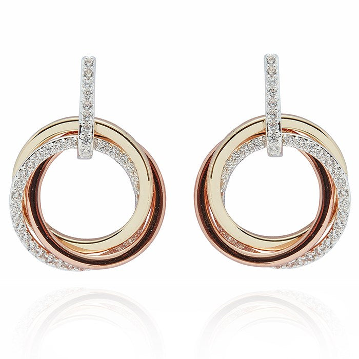Equilibrium 3 Tone Earrings - Twisted Bliss Circles