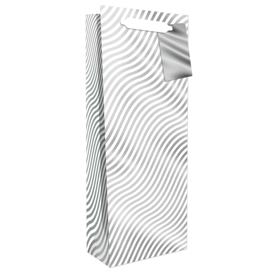 Hallmark Gift Bottle Bag 33 x 13.5cm - Silver Waves