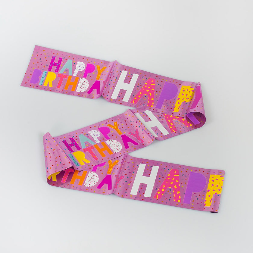 Pink Happy Birthday Foil Banner