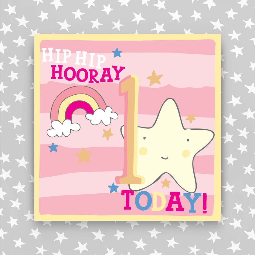 Molly Mae Hip Hip Hooray 1 Today - Greeting Card Pink