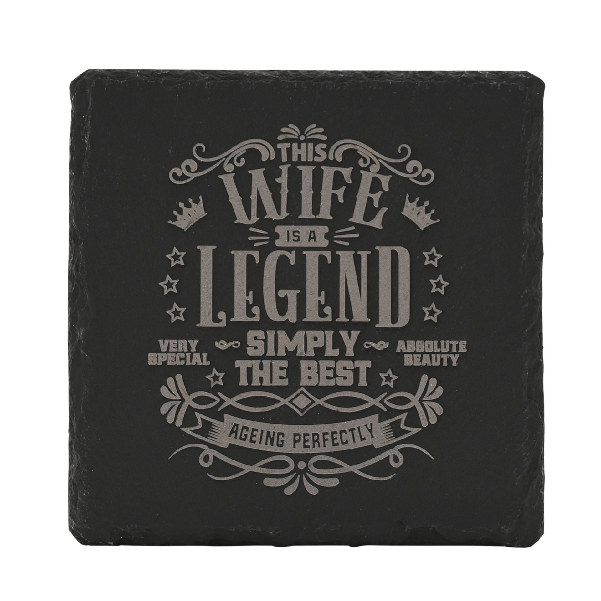 Harvey Makin Legend Slate Coaster 10 x 10cm - Wife