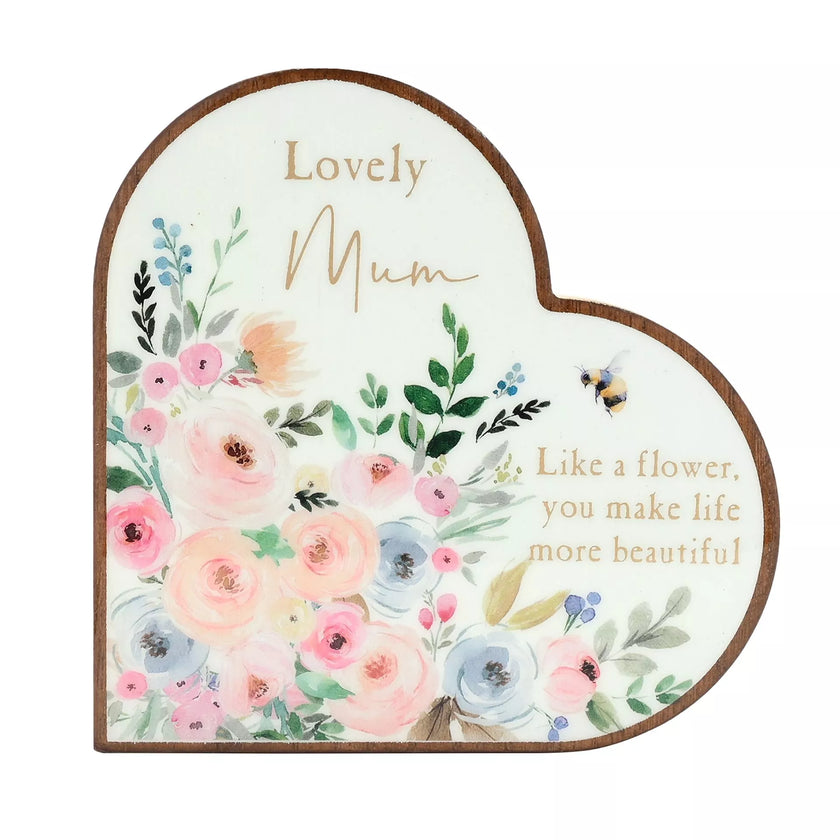 The Cottage Garden Mantel Heart Plaque - Mum