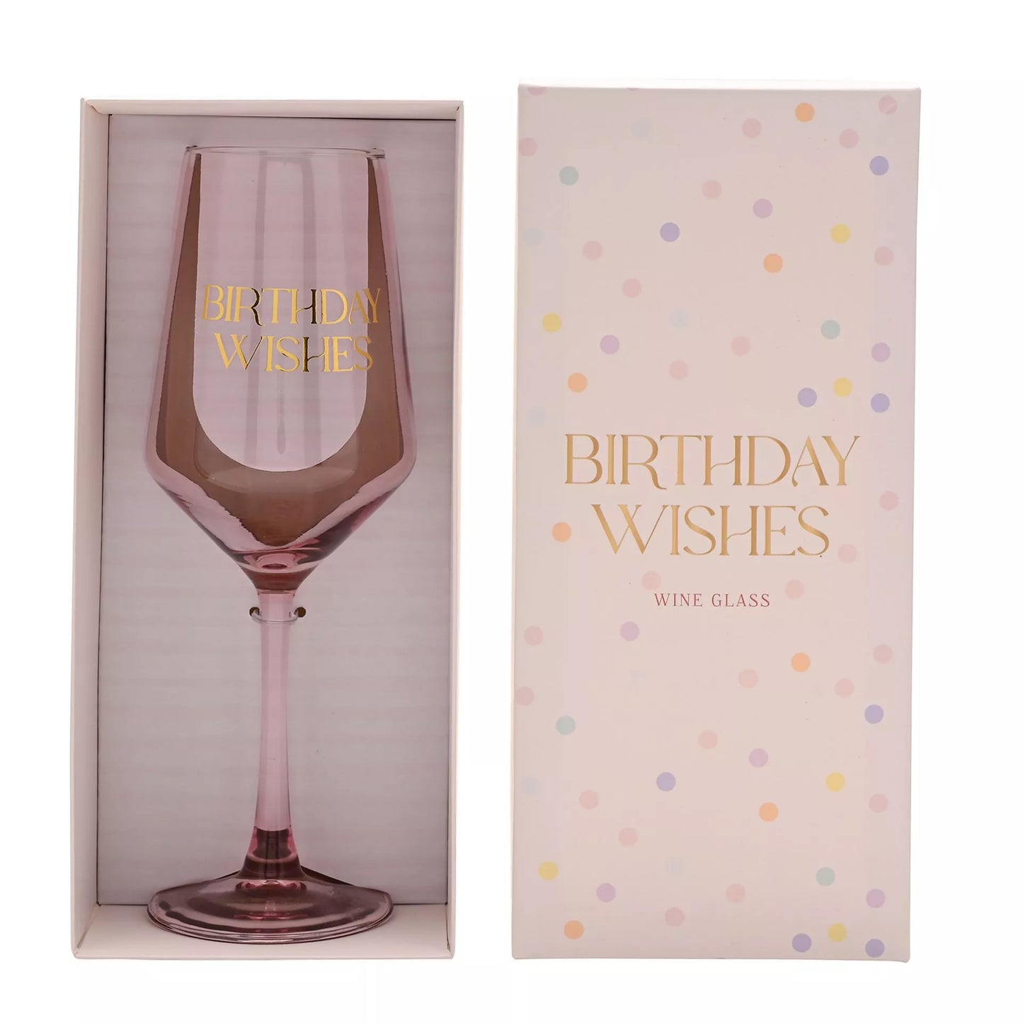 Celebrations Confetti Wine Glass - Birthday Wishes