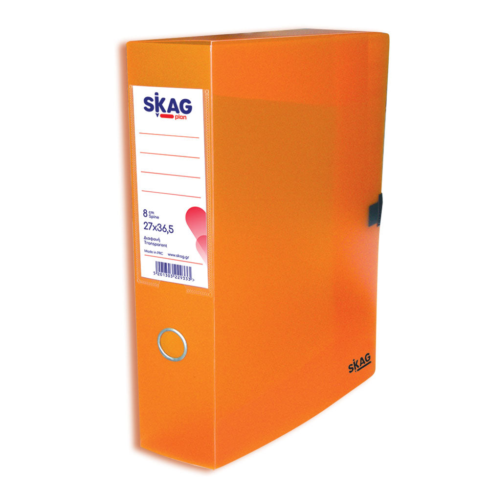 Skag Box File 8cm Spine 36.5 x 27cm - Transparent Orange