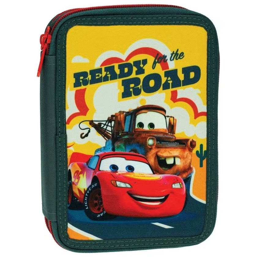 Gim 2 Compartments Full Pencil Case 14 x 20 x 4cm - Cars
