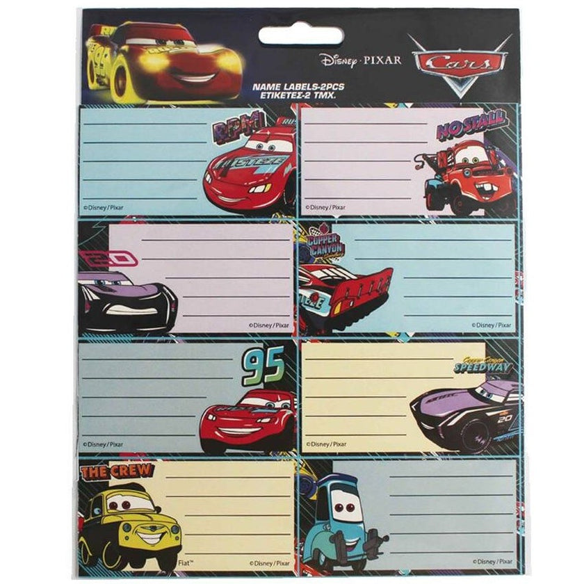 Disney School Name Labels A Pack Of 2 Sheets - Cars