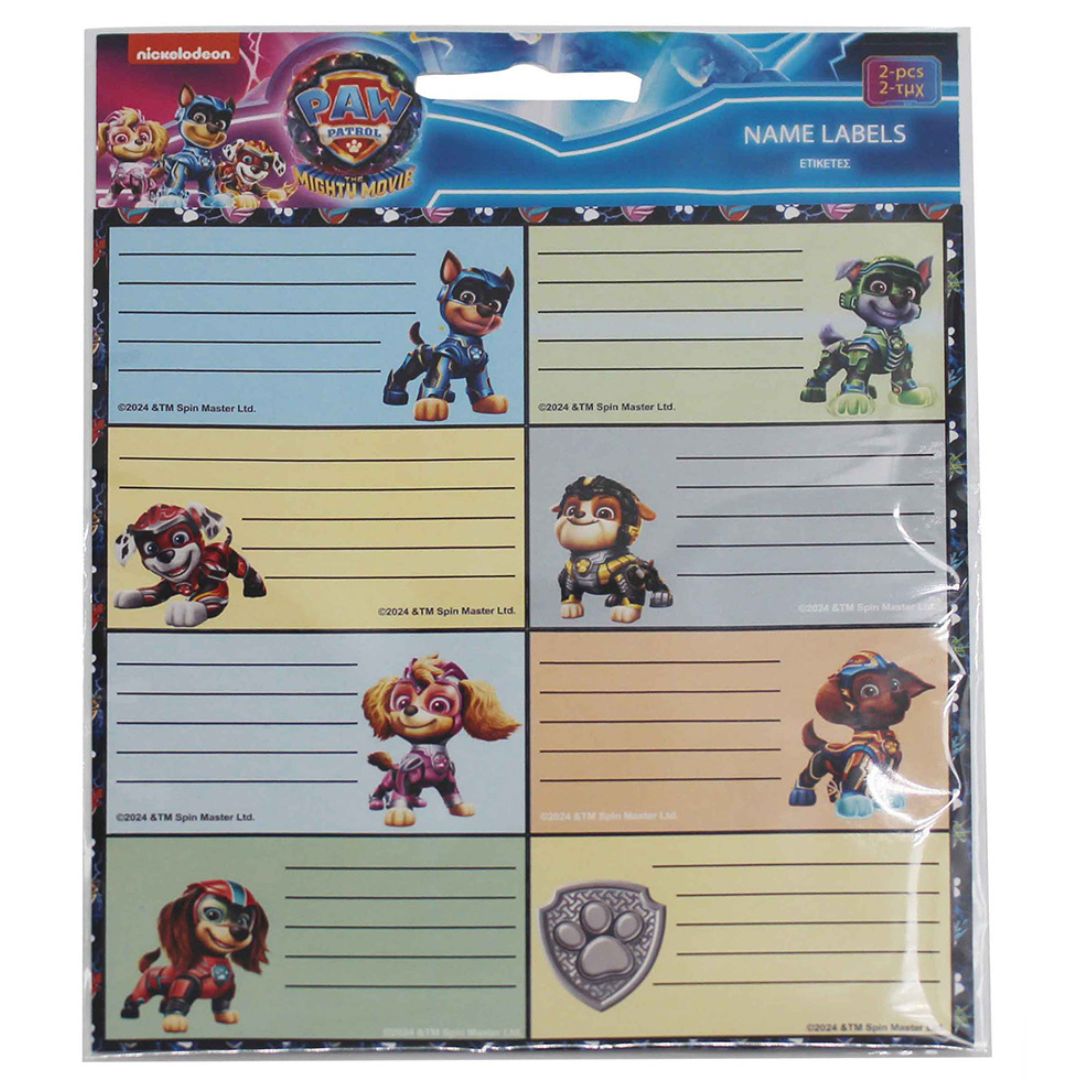 Nickelodeon School Name Labels A Pack Of 2 Sheets - Paw Patrol