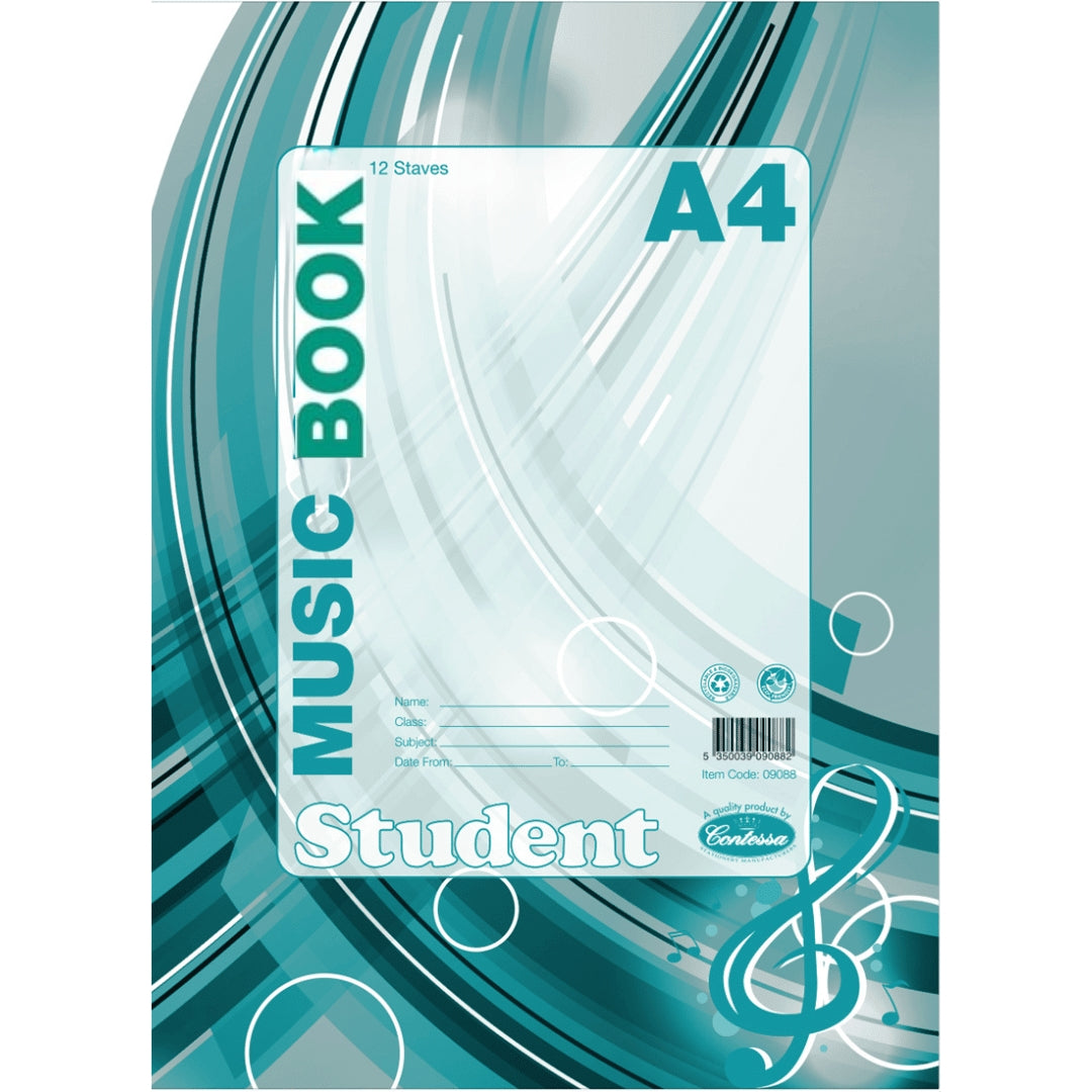 A4 Student Music Book - 12 Staves 28pgs