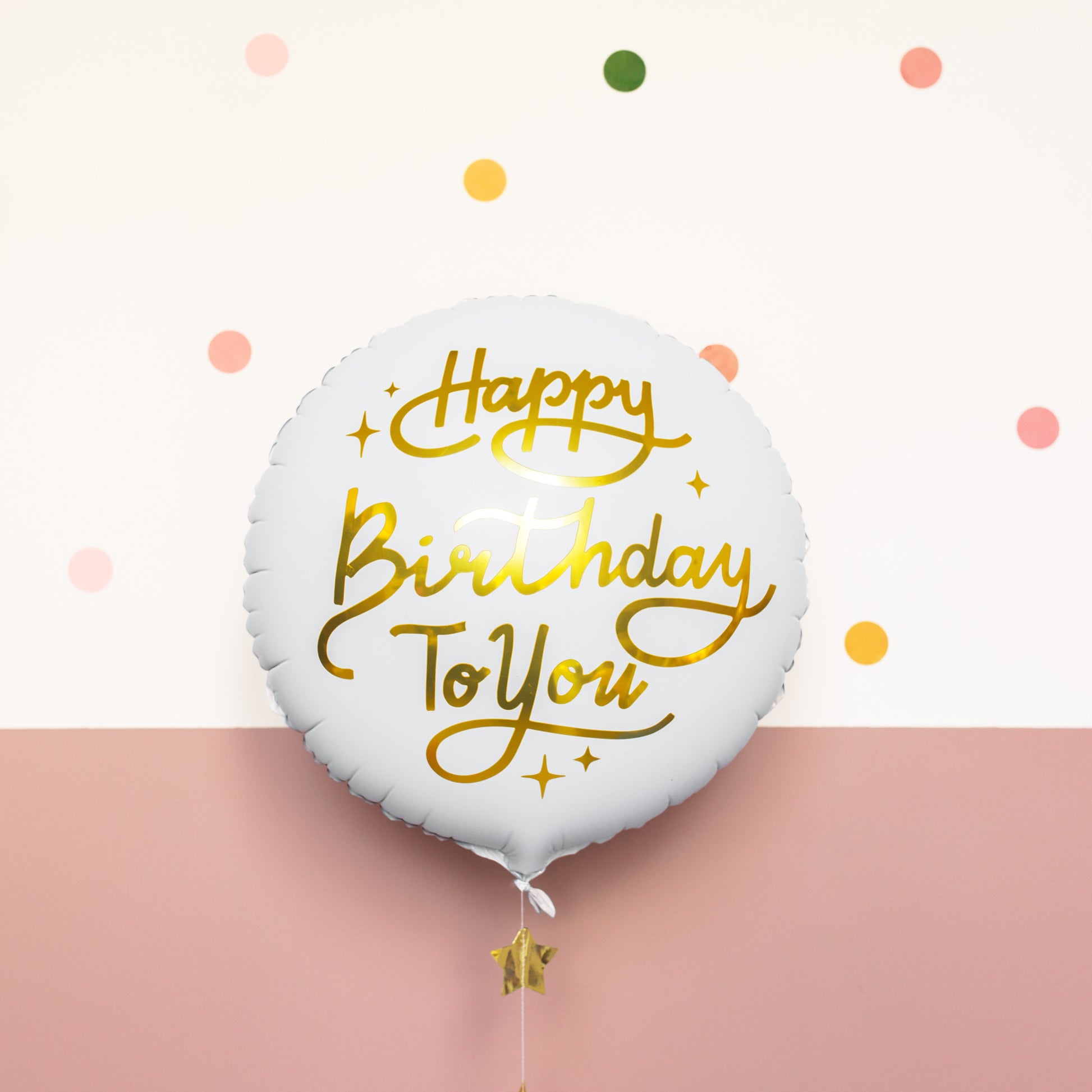 Party Deco Helium Foil Balloon 35cm - Happy Birthday Gold/White