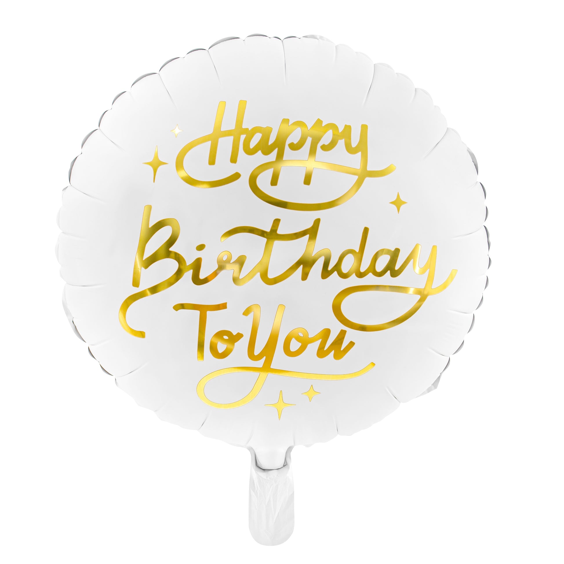 Party Deco Helium Foil Balloon 35cm - Happy Birthday Gold/White