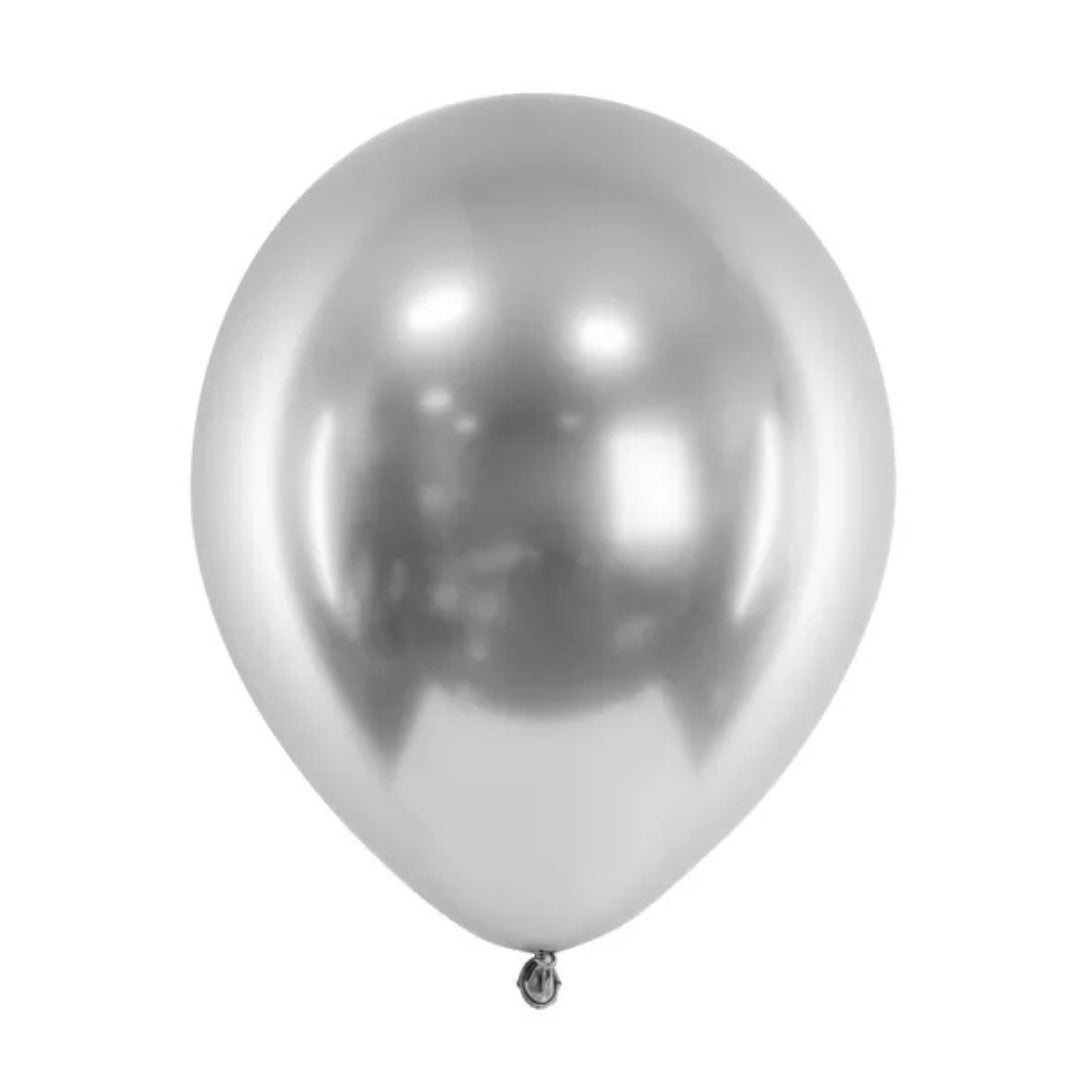 Party Deco Helium Balloons 30cm A Pack Of 10pcs - Glossy Silver
