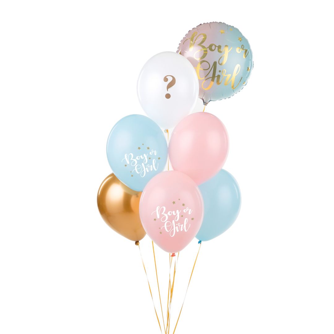 Party Deco Helium Party Balloons 30cm A Set Of 6pcs - Bow Or Girl?