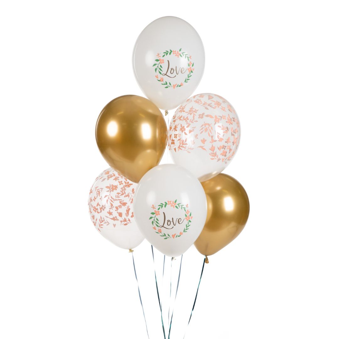 Party Deco Helium Party Balloons 30cm A Set Of 6pcs - Love