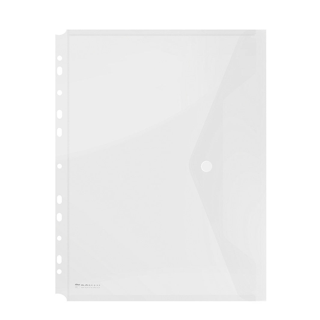 A4 Donau Envelope Button Folder With Perforation - Transparent