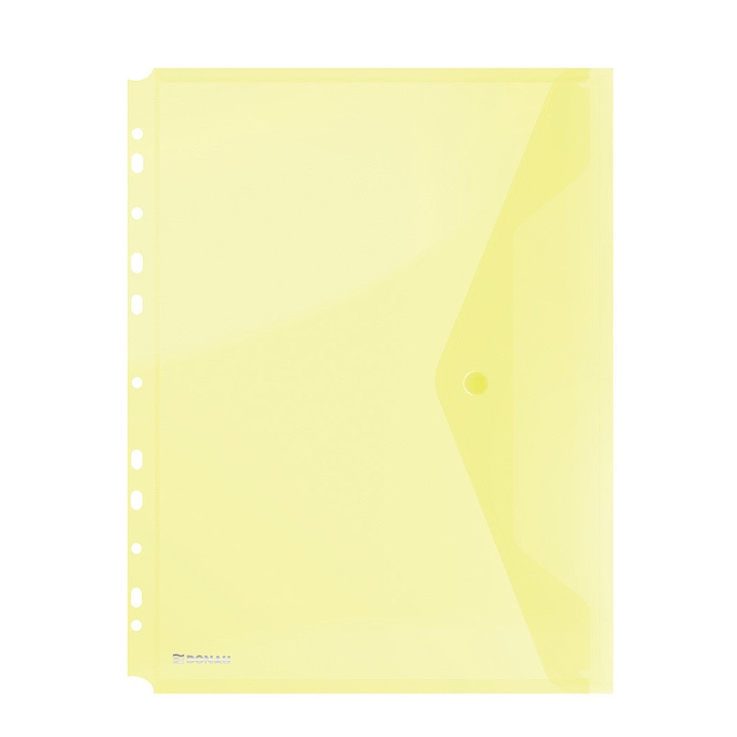 A4 Donau Envelope Button Folder With Perforation - Yellow