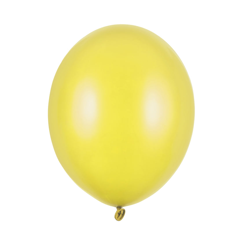 Party Deco Helium Strong Balloons 30cm A Pack Of 10pcs - Metallic Lemon Zest