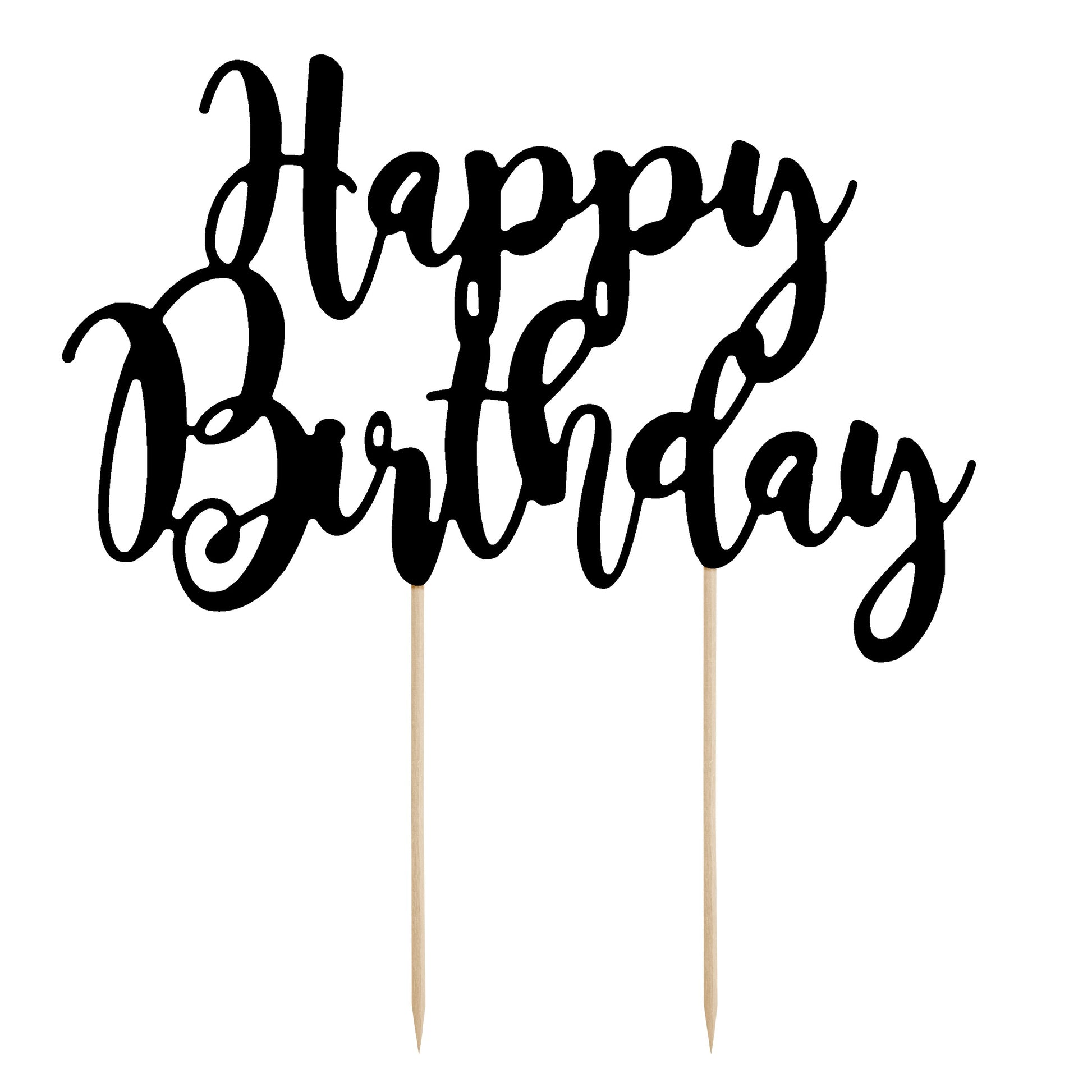 Party Deco Cake Topper 22.5cm - Happy Birthday Black