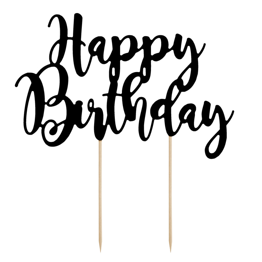 Party Deco Cake Topper 22.5cm - Happy Birthday Black