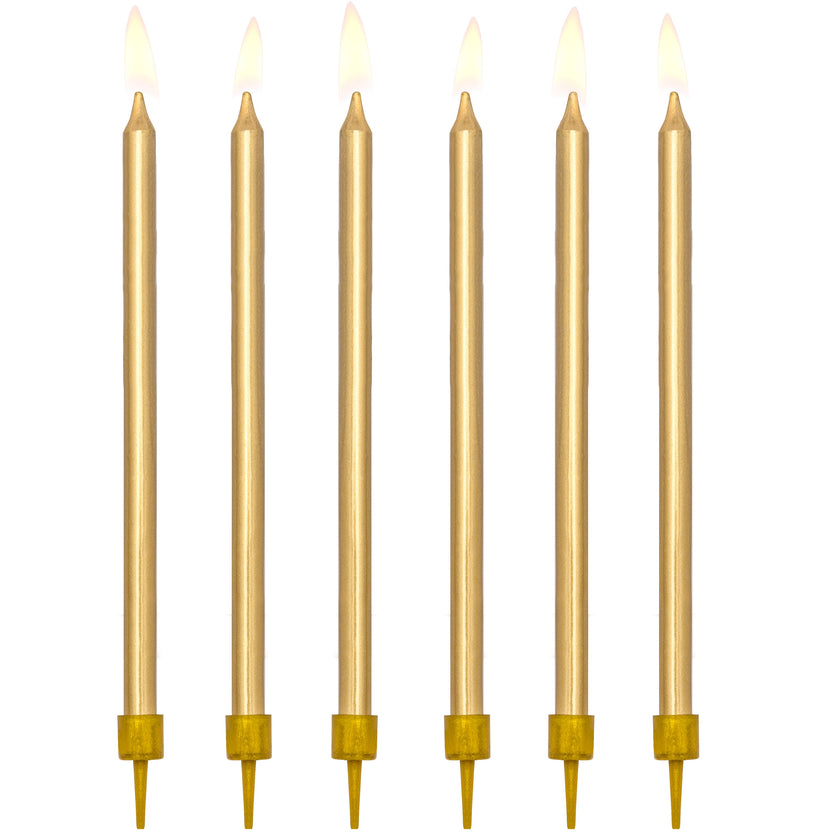 Party Deco Candles 12.5cm A Pack Of 12pcs - Gold