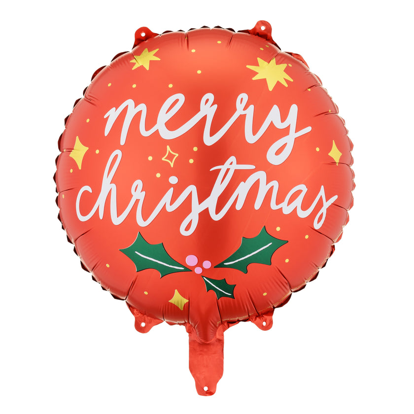 Party Deco Helium Foil Balloon 35cm - Merry Christmas White/Red