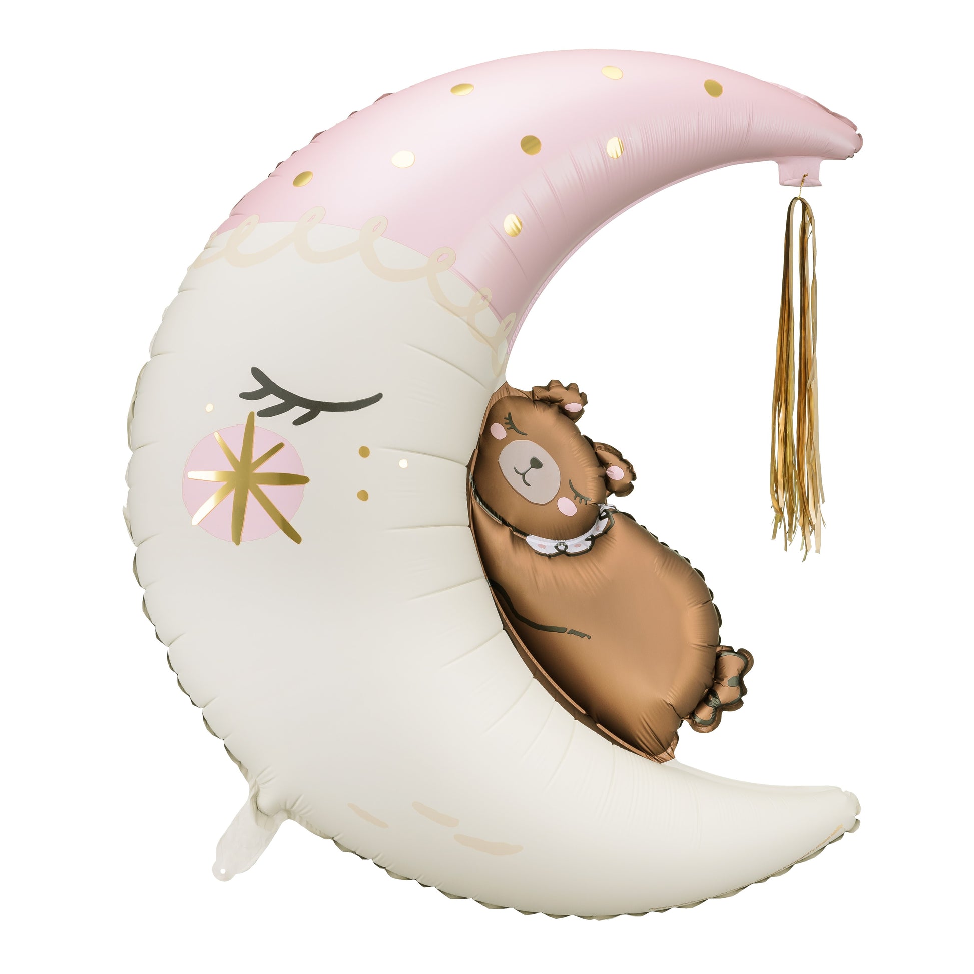 Party Deco Helium Foil Balloon 71 x 86cm - Teddy Bear On The Moon Pink