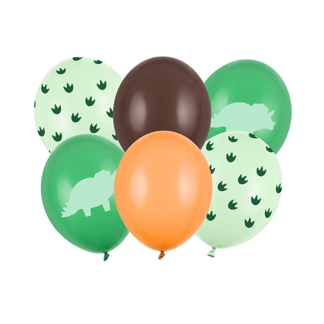 Party Deco Helium Party Balloons 30cm A Set Of 6pcs - Dinosaur
