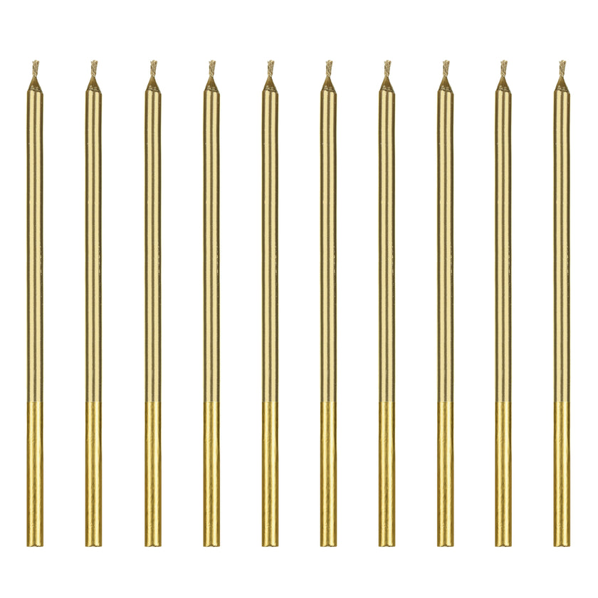 Party Deco Candles 14cm A Pack Of 12pcs - Gold