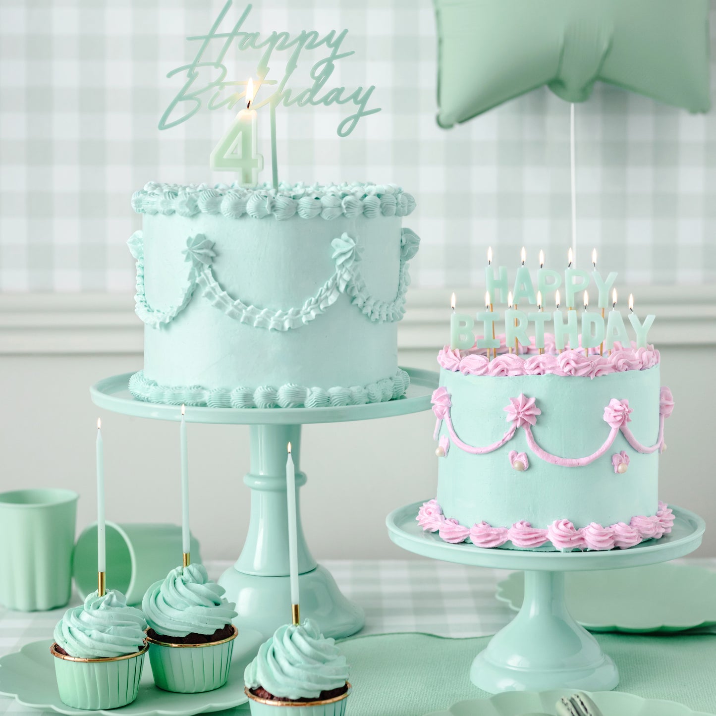 Party Deco Candles 14cm A Pack Of 12pcs - Green