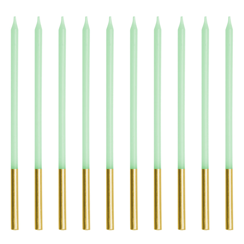 Party Deco Candles 14cm A Pack Of 12pcs - Green