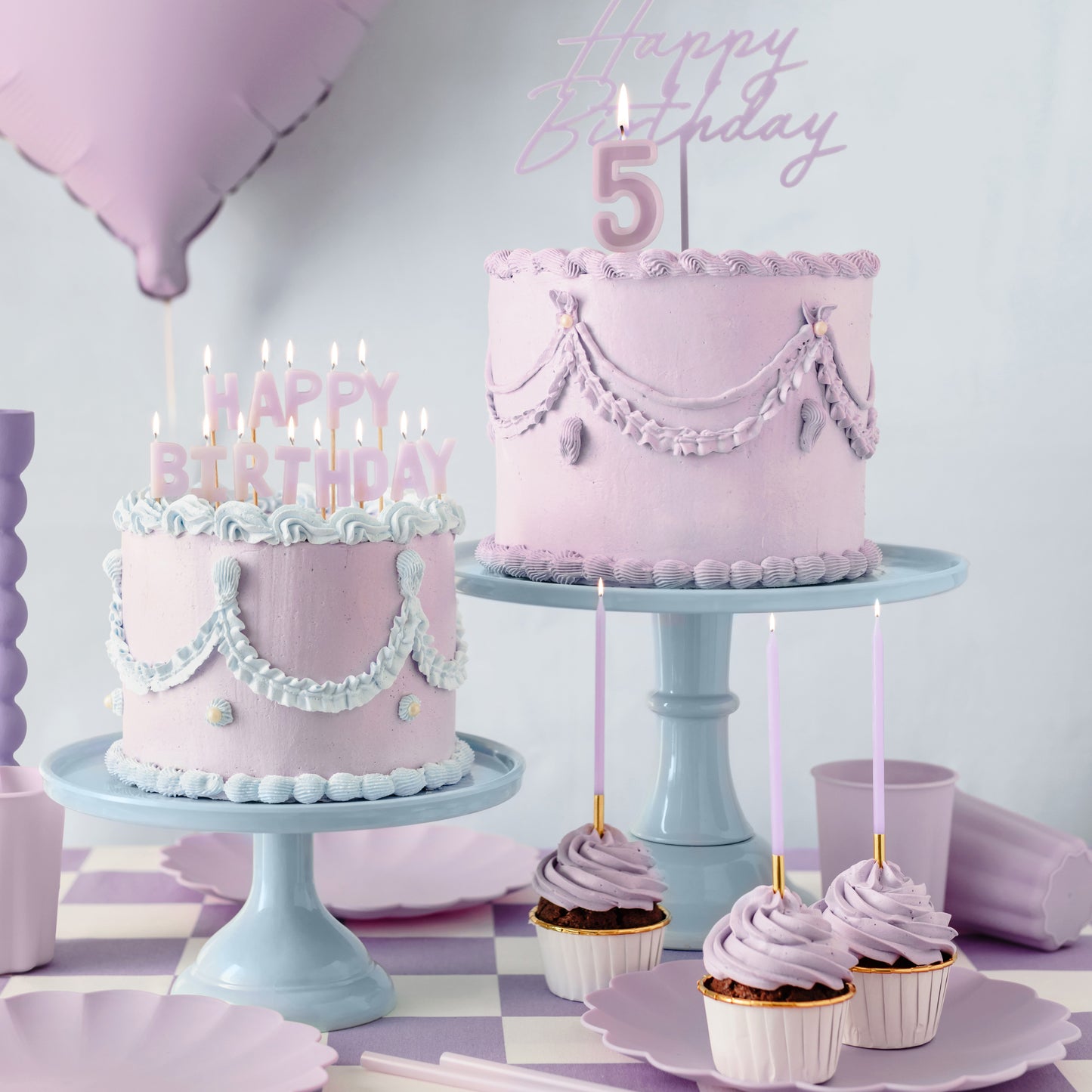 Party Deco Candles 14cm A Pack Of 12pcs - Purple