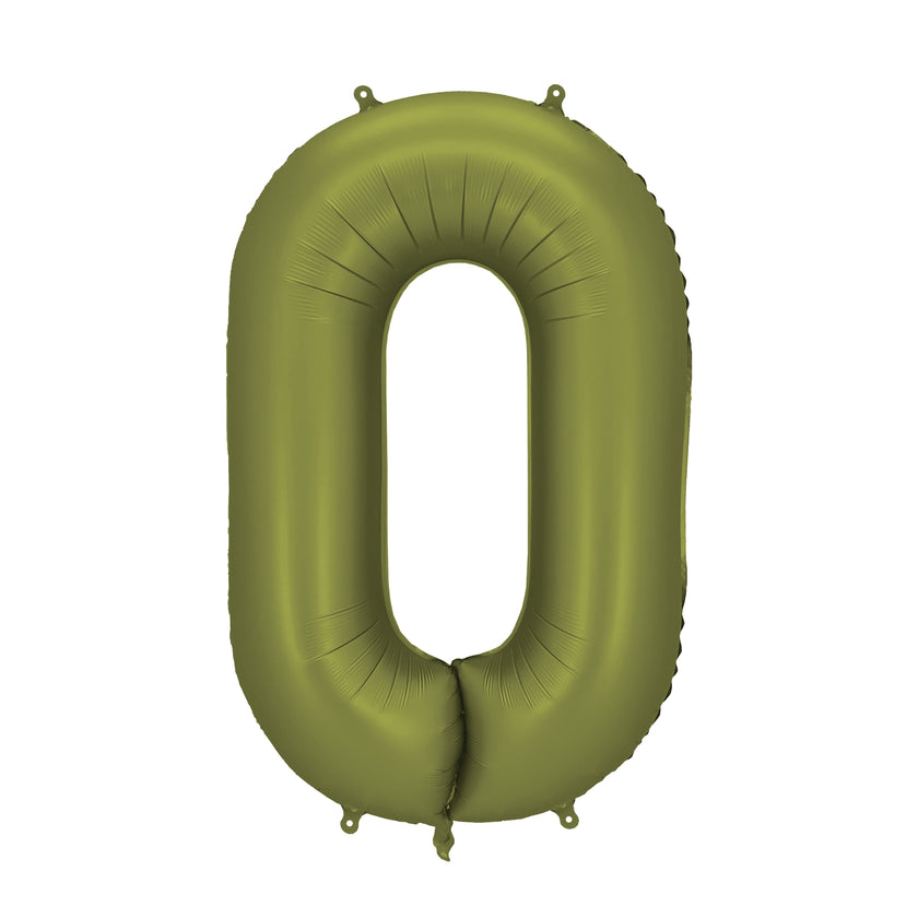 Party Deco Helium Foil Balloon 86cm - All Numbers! - Olive