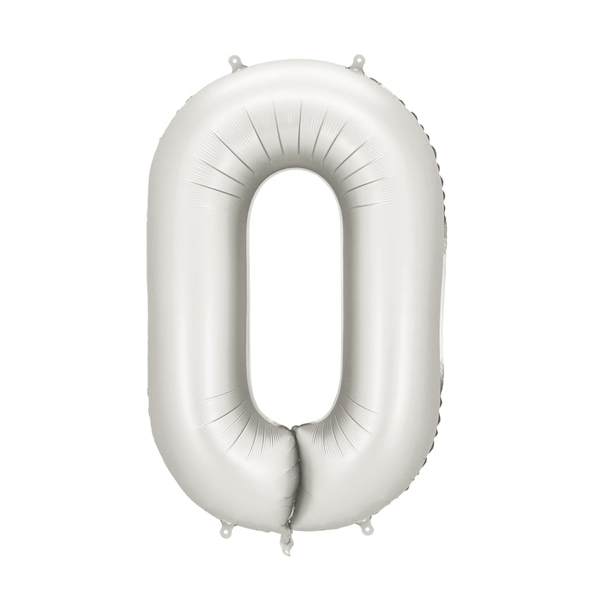 Party Deco Helium Foil Balloon 86cm - All Numbers! - Satin Silver