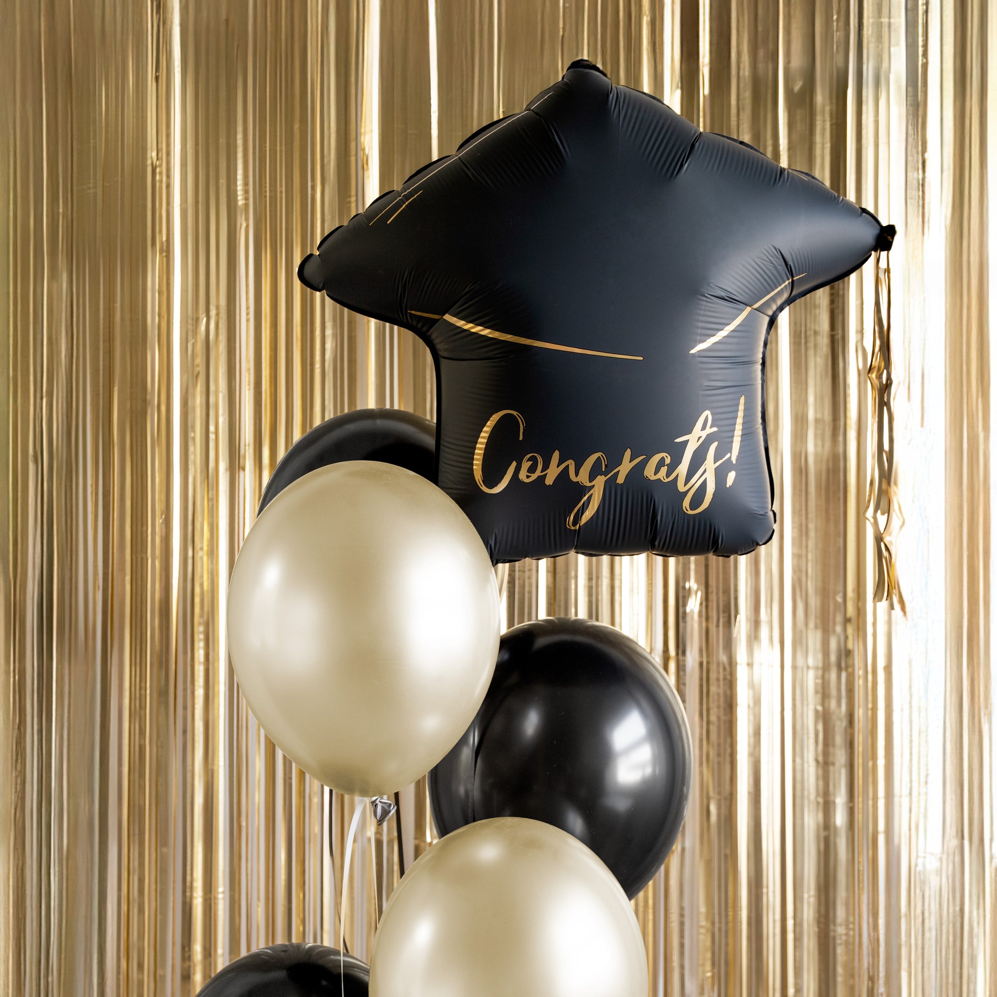 Party Deco Helium Foil Balloon 53 x 44cm - Congrats! Gold/Black