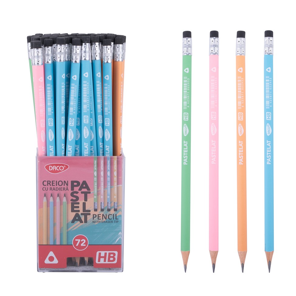 Daco Graphite Pencil & Eraser Pastelat HB x 1pc Assortment
