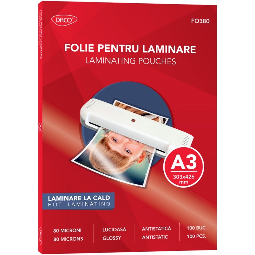 A3 Daco Laminating Pouches 80mic Glossy A Pack Of 100pcs