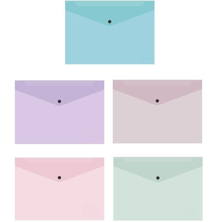 A4 Daco Button Folder Pastel - Various Colours