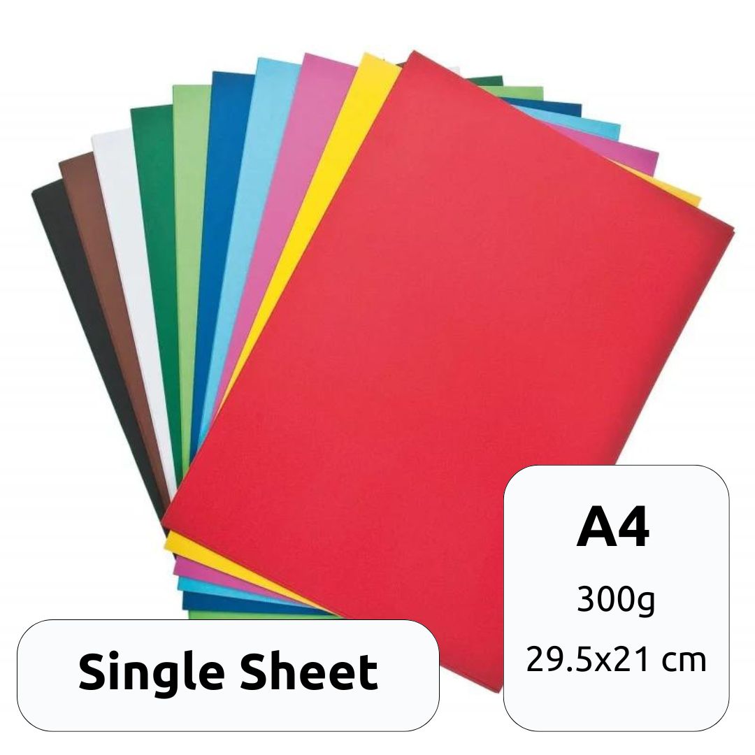 A4 Cardboard / Kartoncin 300gr 29.5 x 21cm x 1pc - Various Colours