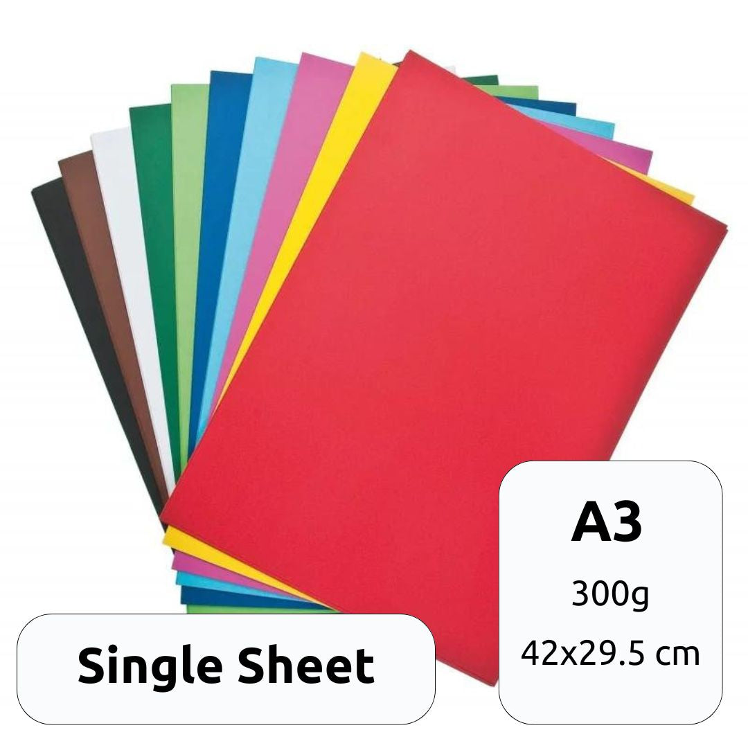 A3 Cardboard / Kartoncin 300gr 42 x 29.5cm x 1pc - Various Colours