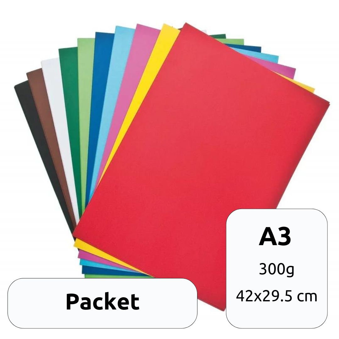 A3 Cardboard / Kartoncin 300gr 42 x 29.5cm x 1pack 25pcs - Various Colours