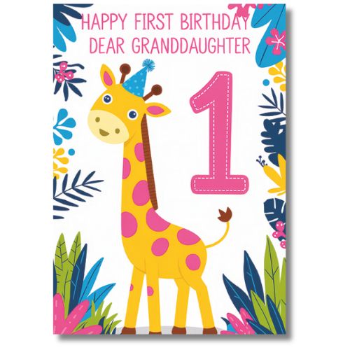 Happy First Birthday Dear Granddaughter - Greeting Card