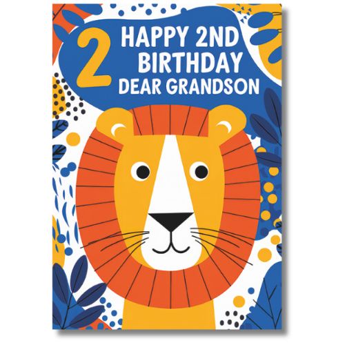 Happy 2nd Birthday Dear Grandson - Greeting Card