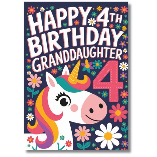 Happy 4th Birthday Dear Granddaughter - Greeting Card