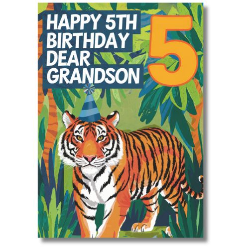 Happy 5th Birthday Dear Grandson - Greeting Card