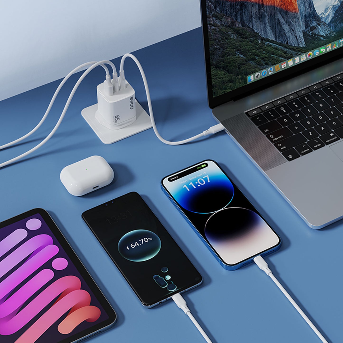 Bwoo 65W GaN Fast Charger 3 In 1