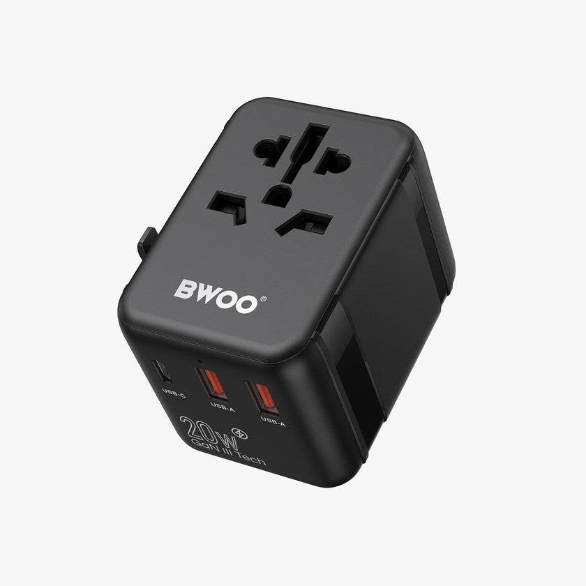 BWOO BO-UC08  International Multi Plug Travel Adapter GaN PD 20W 3 in 1