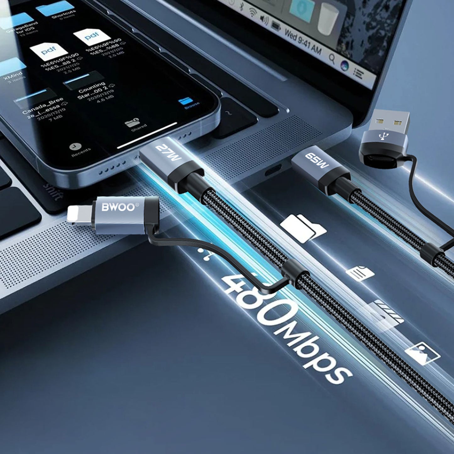 Bwoo 4 in 1 Fast Charging Cable 65W