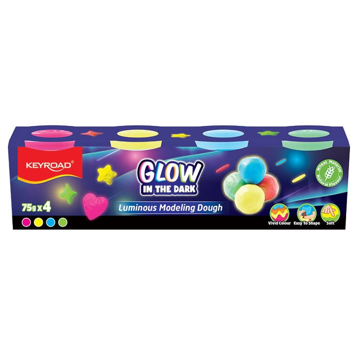 Keyroad Luminous Modelling Dough A Pack Of 4pcs - Glow In The Dark