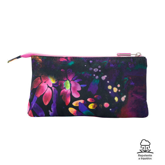 Totto 3 Compartments Pencil Case 22 x 11 x 3.5cm - Flower Galaxy